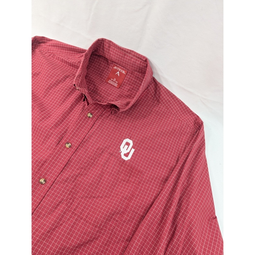 Antigua Oklahoma Sooners Mens XL Button Down Shirt Striped Long Sleeve